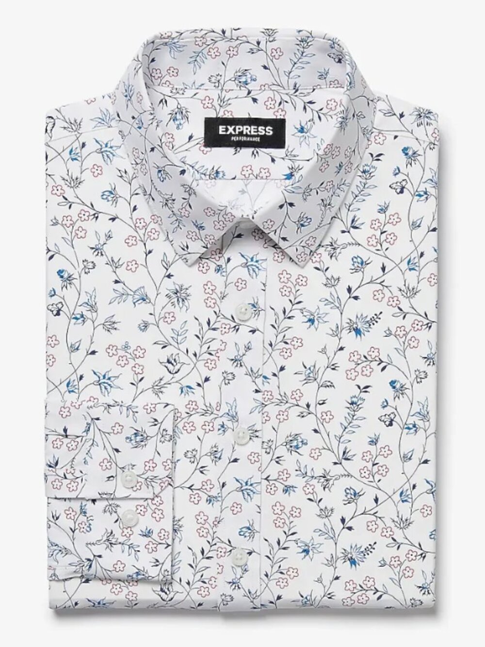 Express Slim Fit Floral Wrinkle Resistant Performance Shirt Sz Large
